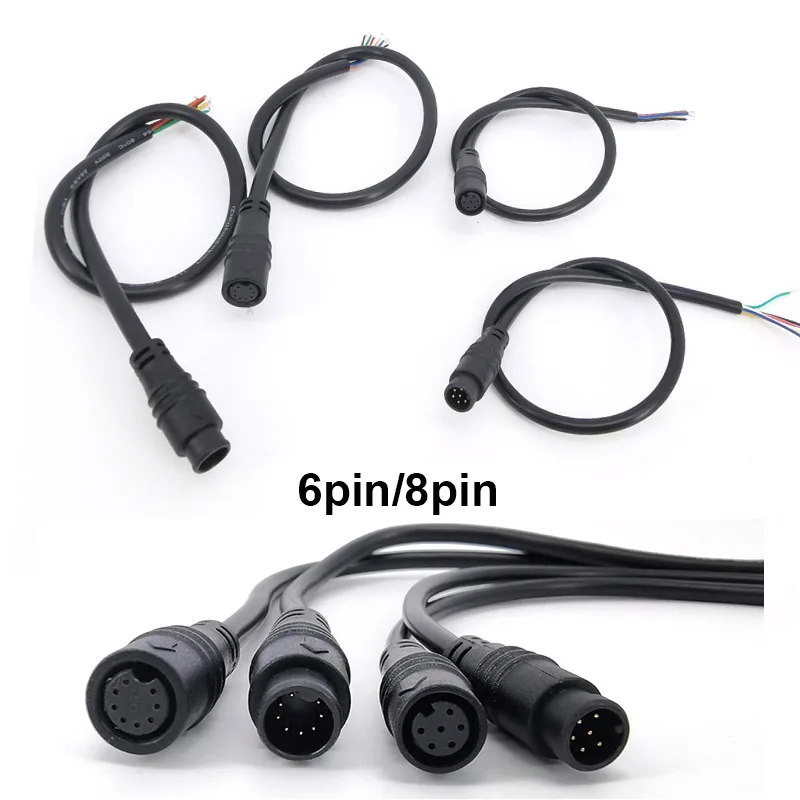 M8 Female Male 6pin 8pin 28awg Core DC Electric Bicycle Butt Joint Plug Ebike Waterproof Connector Display Scooter Brake Cable
