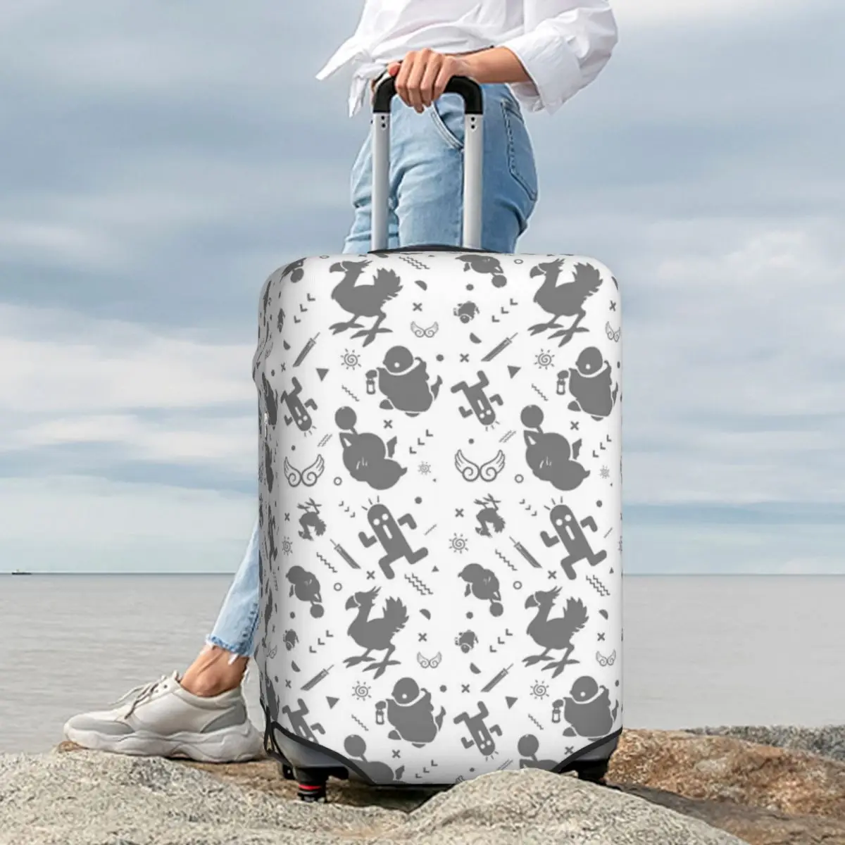 

Final Fantasy Medley Suitcase Cover Protection Elastic Travel Luggage Protector Covers for 18-32 Inch