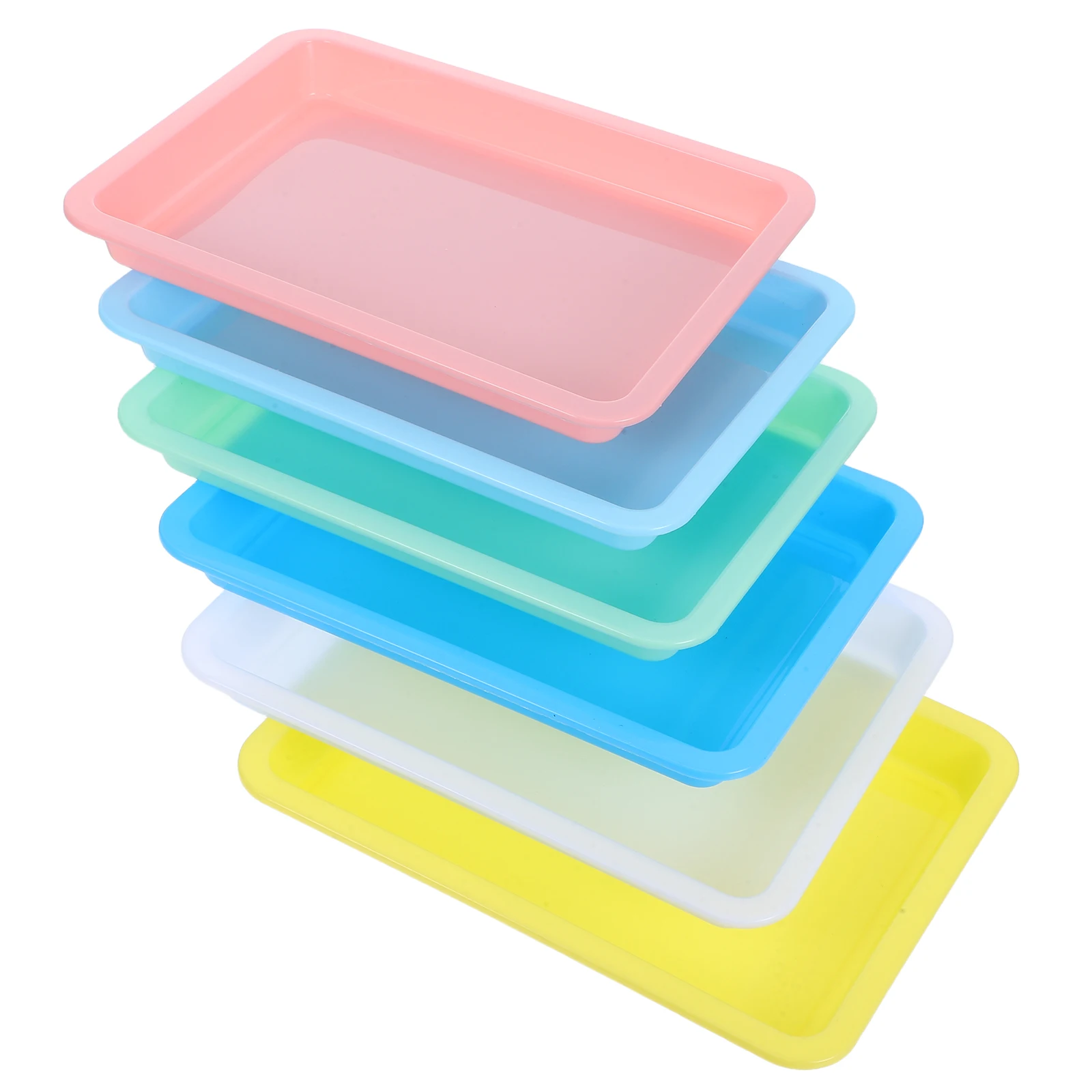 

6pcs Colorful Trays Thickened Non Slip Supplies Storage Paint Organizer Plastic Easy Clean Multicolor Teaching Equipment