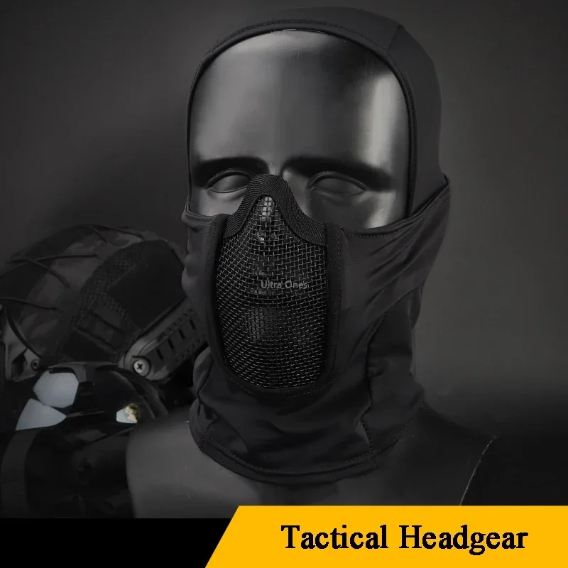 Máscara tática de malha de aço, rosto inteiro, caça, airsoft, paintball, arnês, jogo cs, motocicleta, tiro, ciclismo, máscaras protetoras