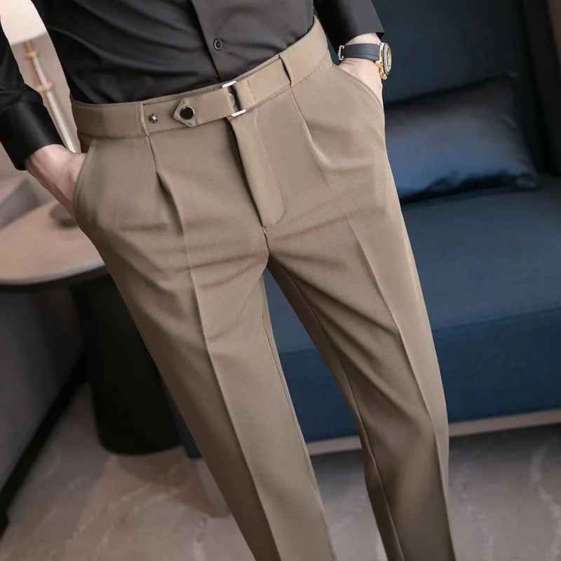 New Spring and Autumn Fashion Trend Korean Version Handsome Design Sense High End Solid Color Versatile Casual Style Men\'s Pants