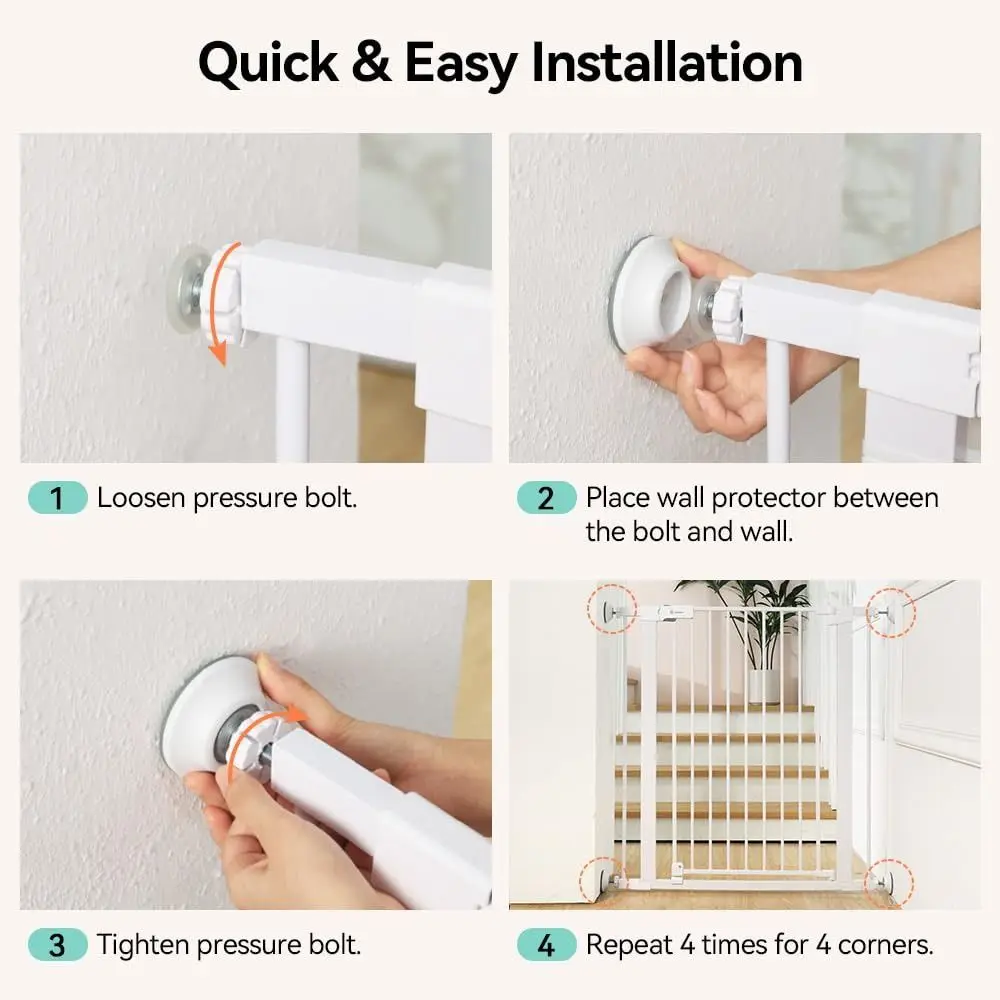 New Pressure Mounted Baby Gate Wall Protector Safety White Wall Cups Gates Pressure Mounted Gates from Pet and Dog - view 4