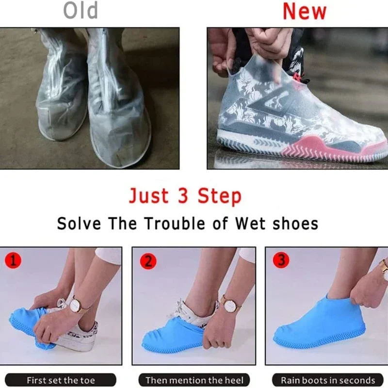 New Reusable Rain Shoes Covers Silicone Outdoor Rain Boots Overshoes Walking Shoes Supplies Durable Fashion Shoes Cover