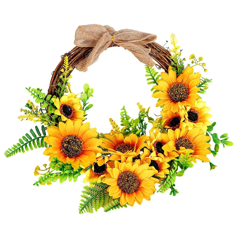 

Semicircle Sunflower Wreath Festival Door Decoration Hanging Artificial Garland Decorative Gift Item