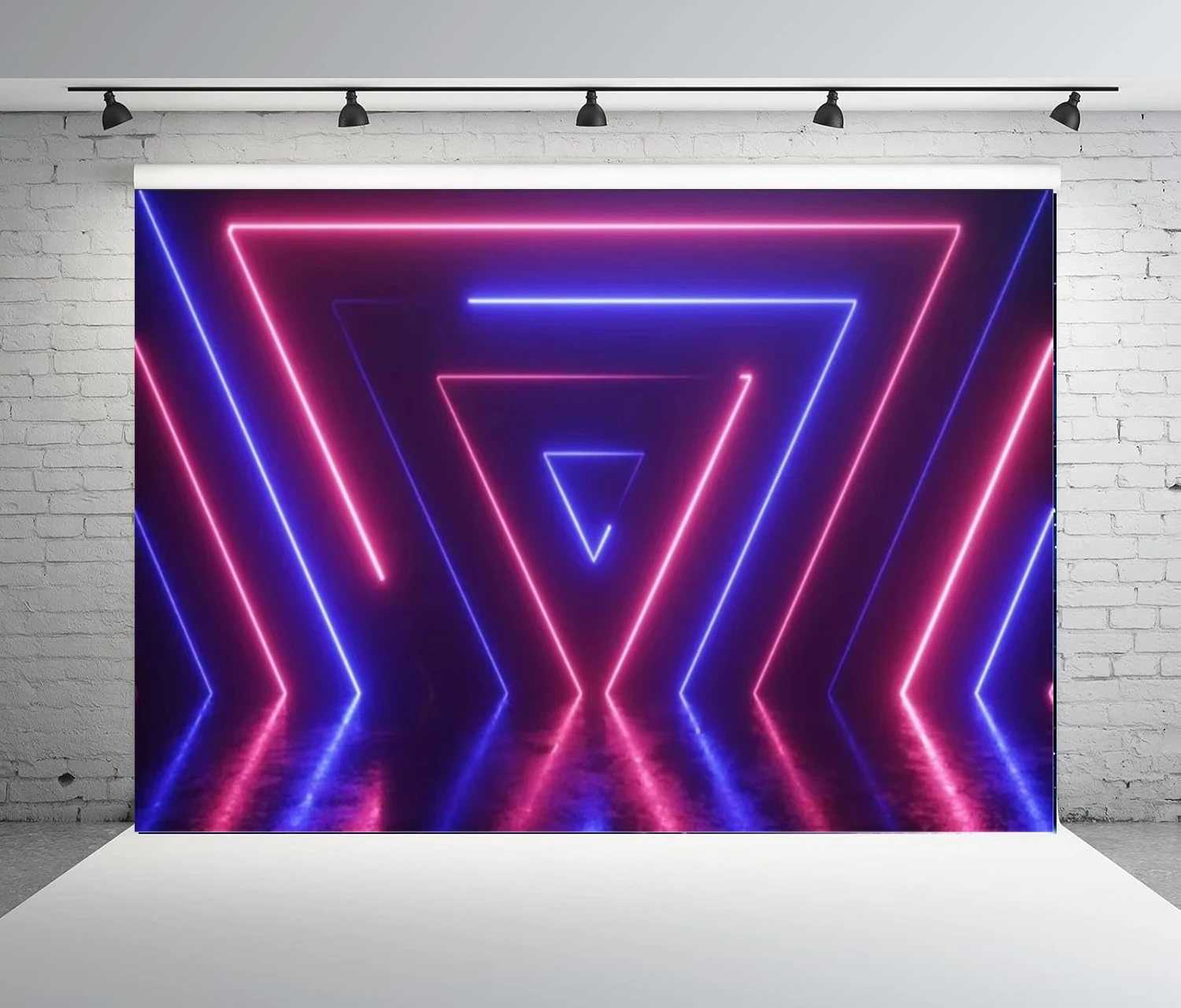 Let's Glow Photography Backdrop Futuristic Square Neon Lights Tunnel Decades Background The 80 90's Disco Party Banner Props
