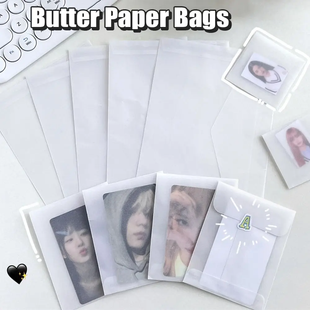 20Pcs Multi-function Butter Paper Butter Paper Bags Semi-transparent Postcard Card Storage Card Holder Dustproof Photo Cover
