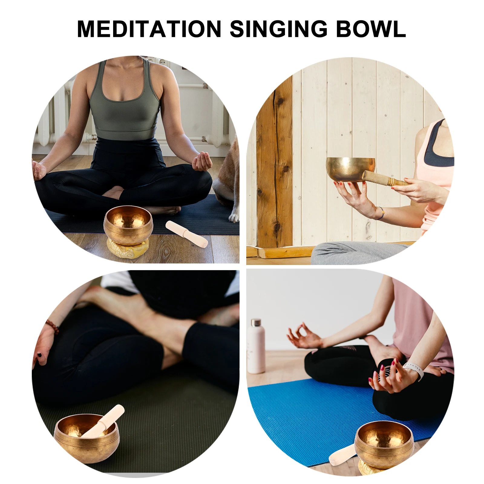 

Singing Bowl Set for Colored Bowls Meditation Accessories Spiritual Nepal The Bronze Chime