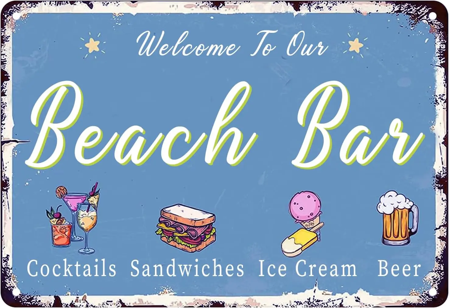 Beach Tin Sign Ocean Tropical Sand Vintage Metal Tin Signs For Cafes Bars Pubs Shop Wall Decorative Funny Retro Signs For Men Wo