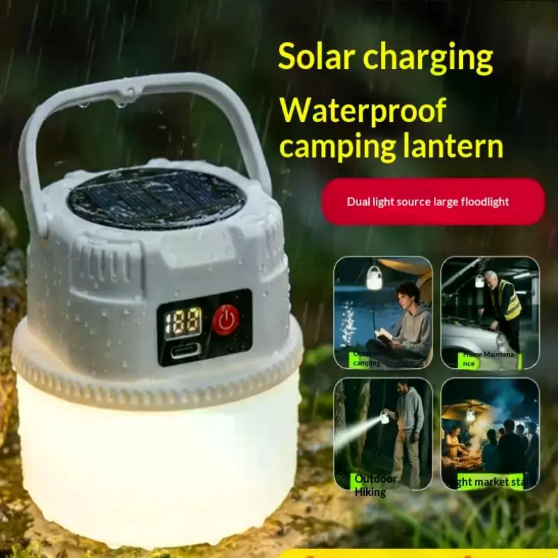 Solar LED Outdoor Camping Lamp Portable Configuration Hook Supports TYPE-C Charging