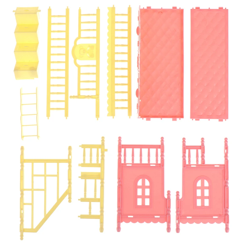 인형 집 침실 시뮬레이션 이층 침대 9-11 인치 인형 Playset 장난감 무작위 색상