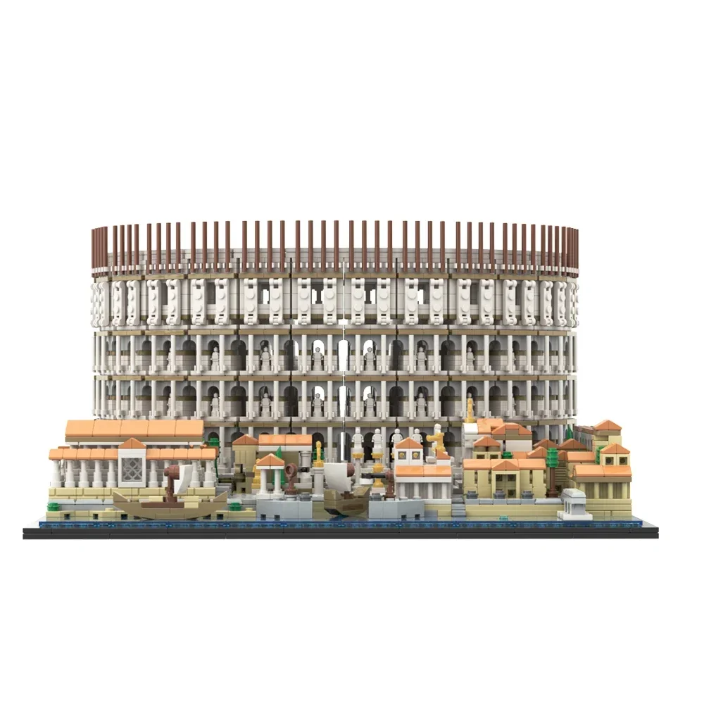 MOC Large Louvre Museum Roman Colosseum Arena Building Bricks World Architecture Square Educational Idea Toys Children Kid Gifts