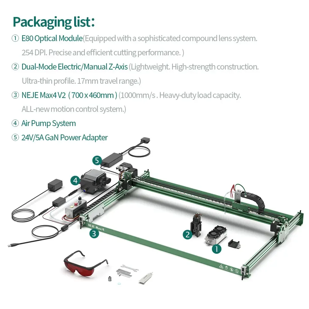 NEJE Max 4 V2 Laser Engraving - 1000mm/s 24W (optional) suitable for wood/stone/glass/MDF leveling.machines for small businesses
