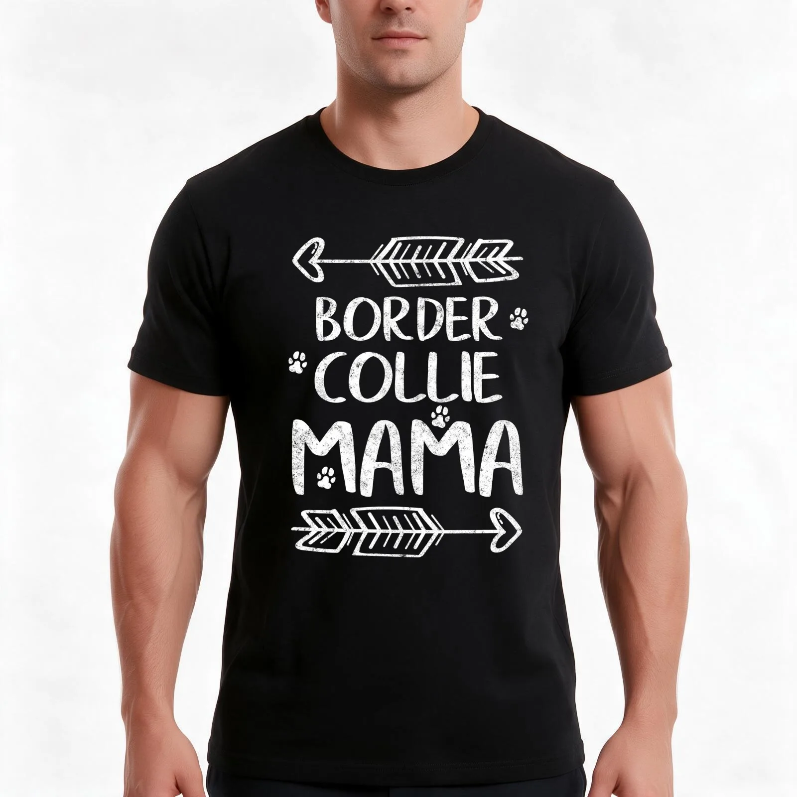 Border Collie Mama Shirt Border Collie Mom Funny Dog Mom T-Shirt, Summer Casual Cotton Tee, Oversized Streetwear Tops