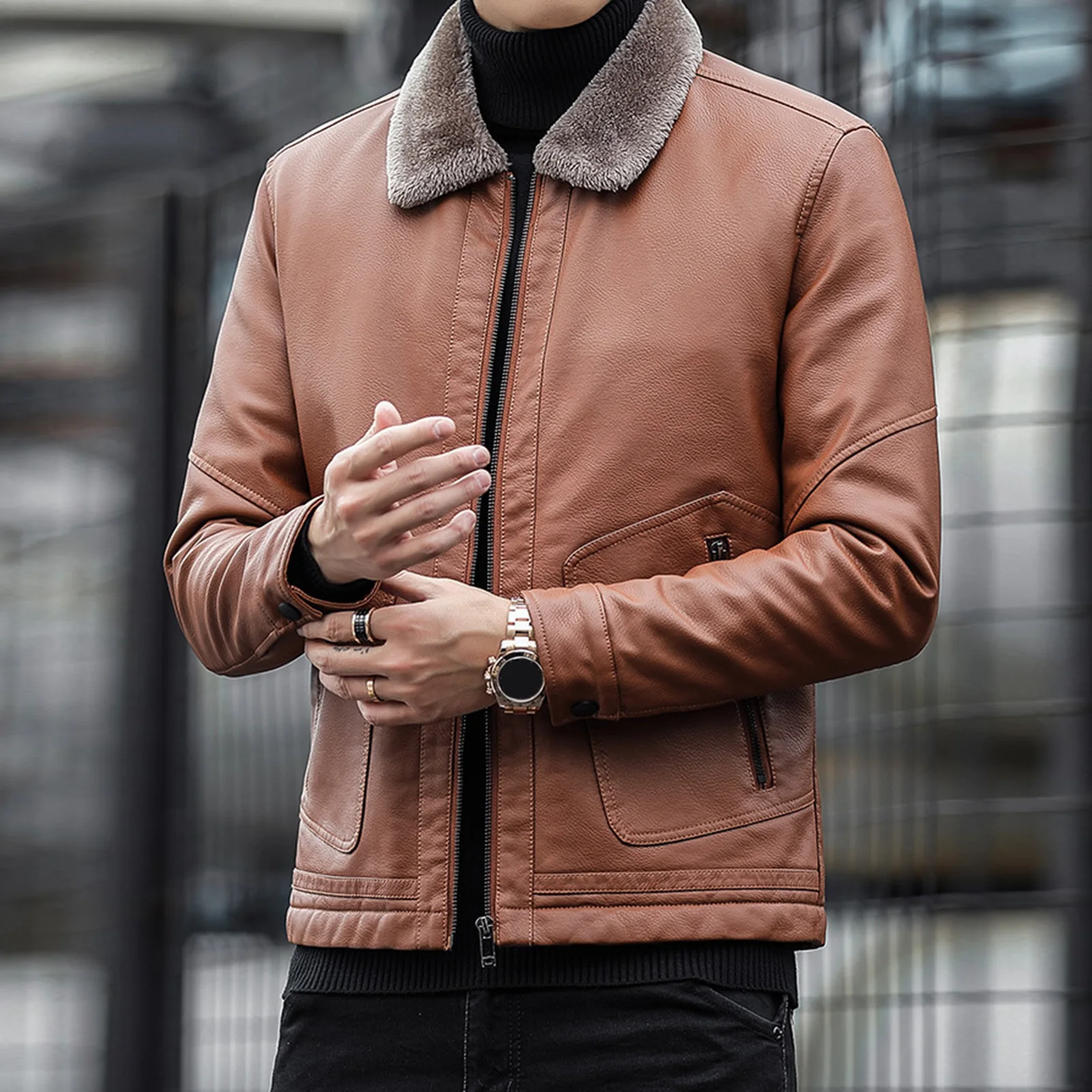 Velvet Winter Lamb Coat Men's Winter 2024 New fashion Coat Thickened Large Size Jacket Vintage Parka Coat Men Clothing