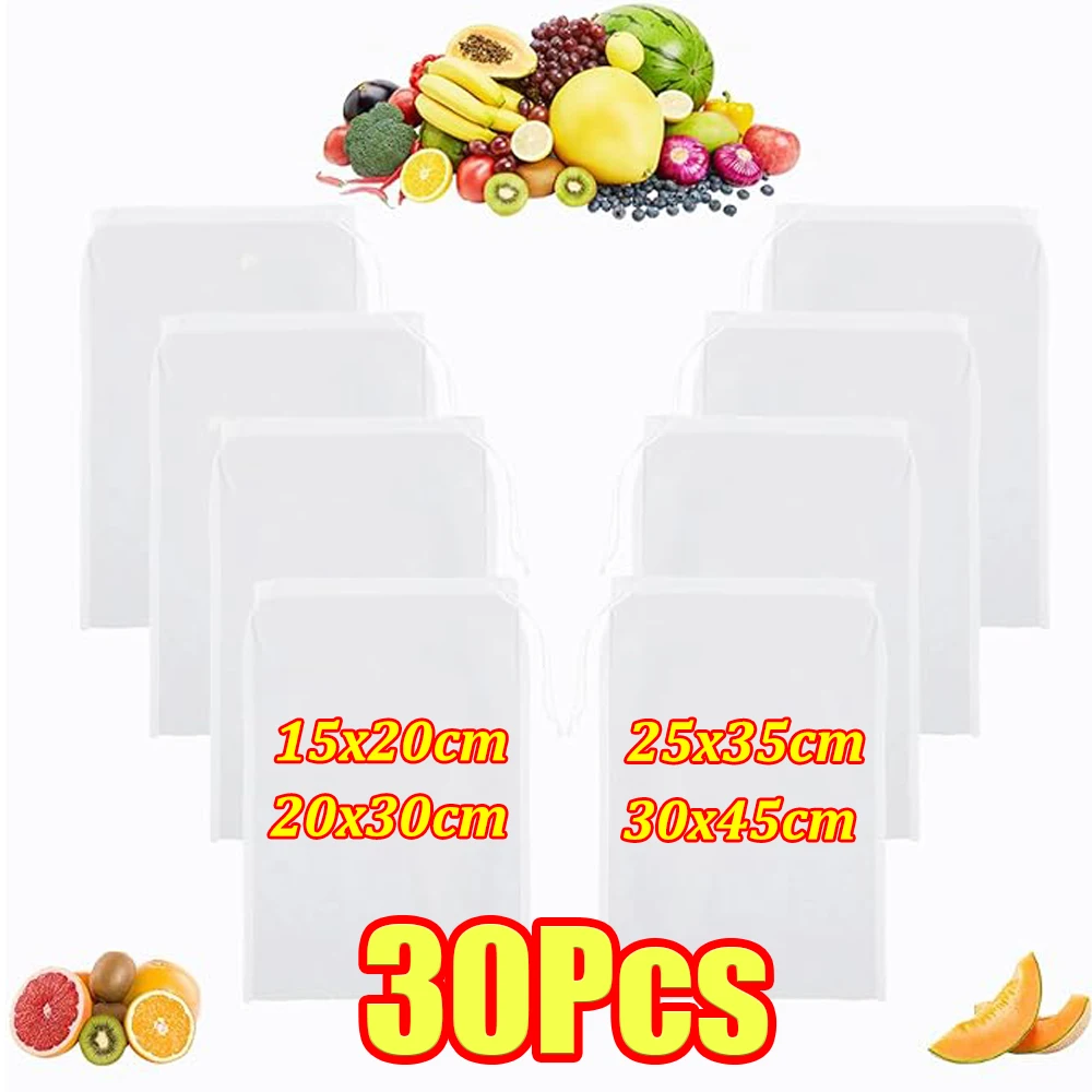 1-30 Peças Sacos Filtrantes de Pano de 100 Fios Grau Alimentício para Leite Vegetal, Leite de Soja, Café, Iogurte, Purês e Sucos