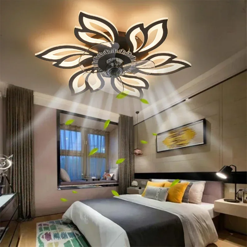 NEW Nordic Ceiling Chandelier Fans Lamps with Remote for Living Dining Table Room Bedrooms Home Decor Hanging Fan Lights Fixture