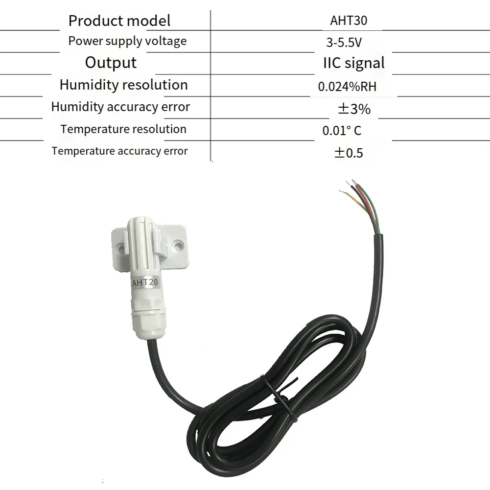 1pc AHT30 Modulo sensore di temperatura e umidità Sonda I2C con filo per strumenti di monitoraggio della misurazione dell'umidità della temperatura