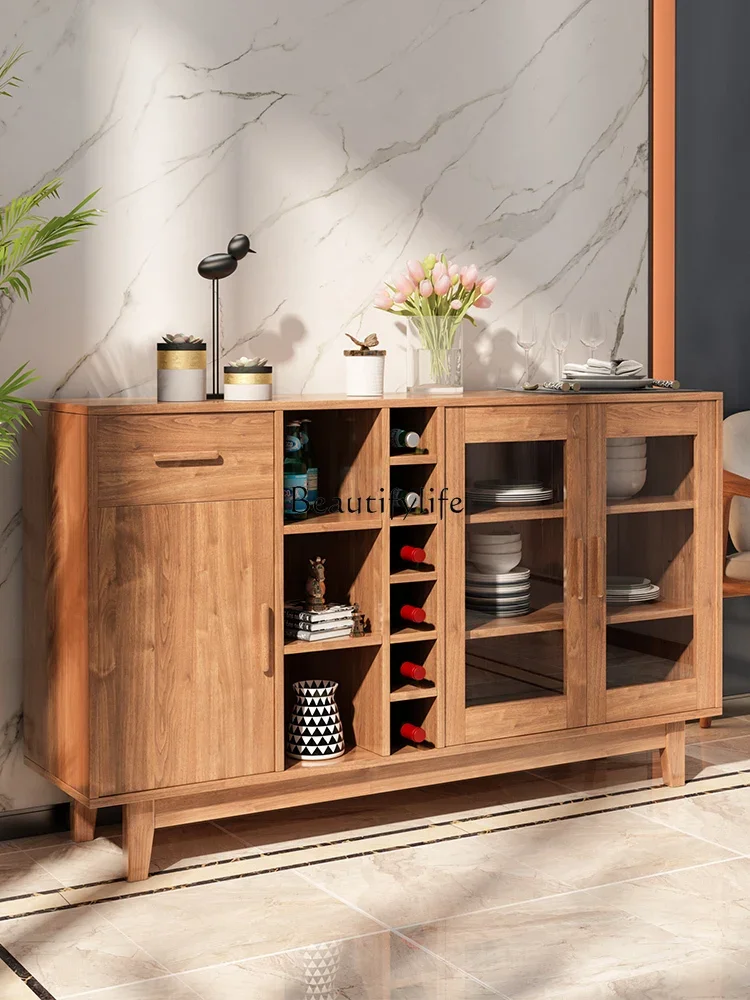 

LNordic Burlywood Sideboard Wine Cabinet Multi-Functional Storage Wall Storage
