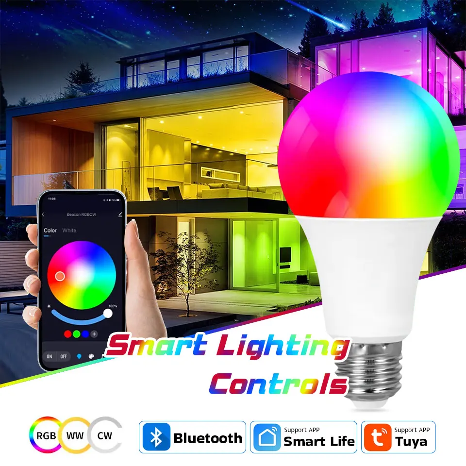 Smart Led Bulb Bluetooth Tuya RGB Light Bulb Phone APP Control AC220V Colorful Dimmable Light LED lamp For Bedroom Home Decor