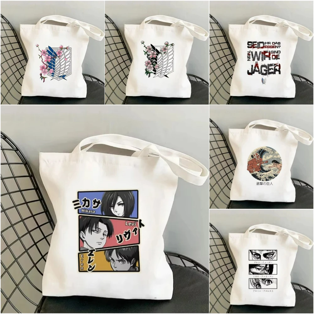 

A-Attack on Titan Anime Inspired Shoulder Bag Manga Themed Canvas Tote for School Commute Travel Gym Stylish Otaku Handbag Gift