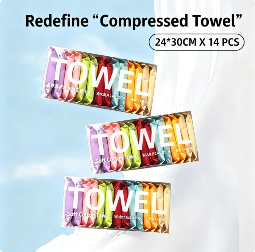 Thickened Portable Disposable Compressed Towels for Travel Makeup-Removal Small Square Wipes Wholesale Facial Cleansing Towels