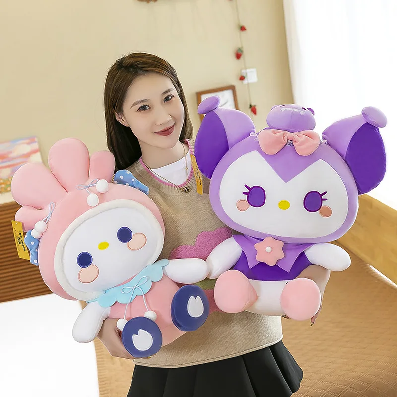 Sanrio Family Series Kawaii Plush Toys Pink Purple Sanrio Family Doll Girls Festival Gifts Room Decoration Toy For Kid Xmas Gift