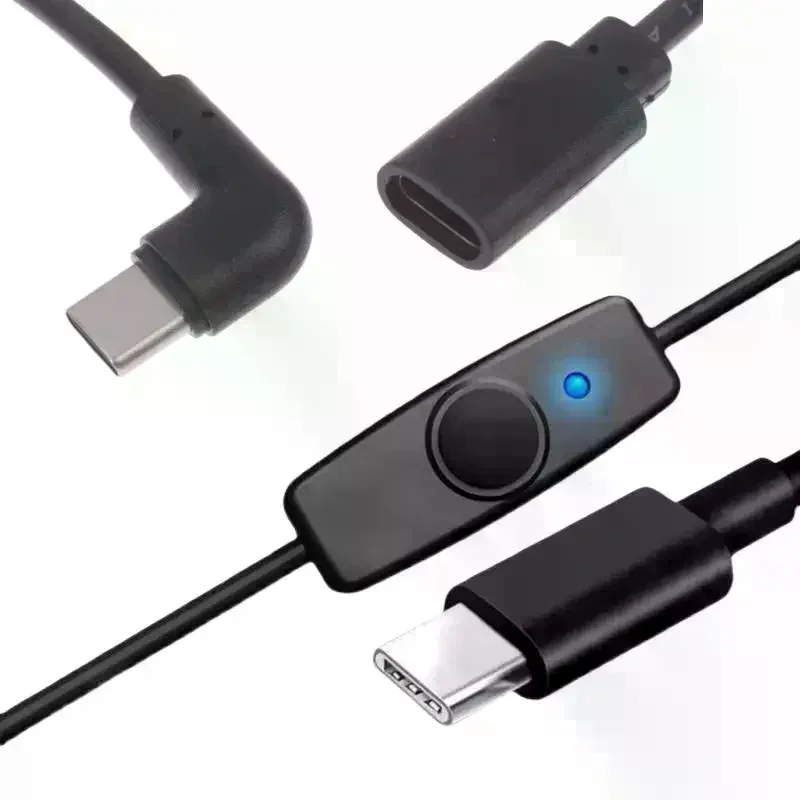 1/3pcs Usbc to Type c Power Supply Cord 5V2A Short Usb c Extension Cable with on Off Switch for Usb Fan Led Strips Desk