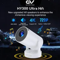 HY300 Ultra HD Projector 4K 720P Android 11 Mini Portable with  LED Video with 5W Speaker Home Theater Outdoor Projector