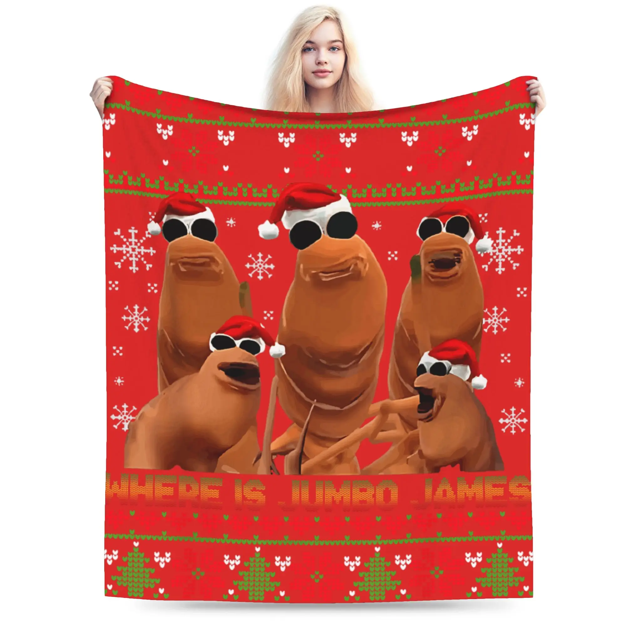 Super Soft Blanket Funny Marcus The Worm Where is Jumbo James Ugly Christmas Throw Blanket  Flannel Bedspread For Sofa Bed Cover