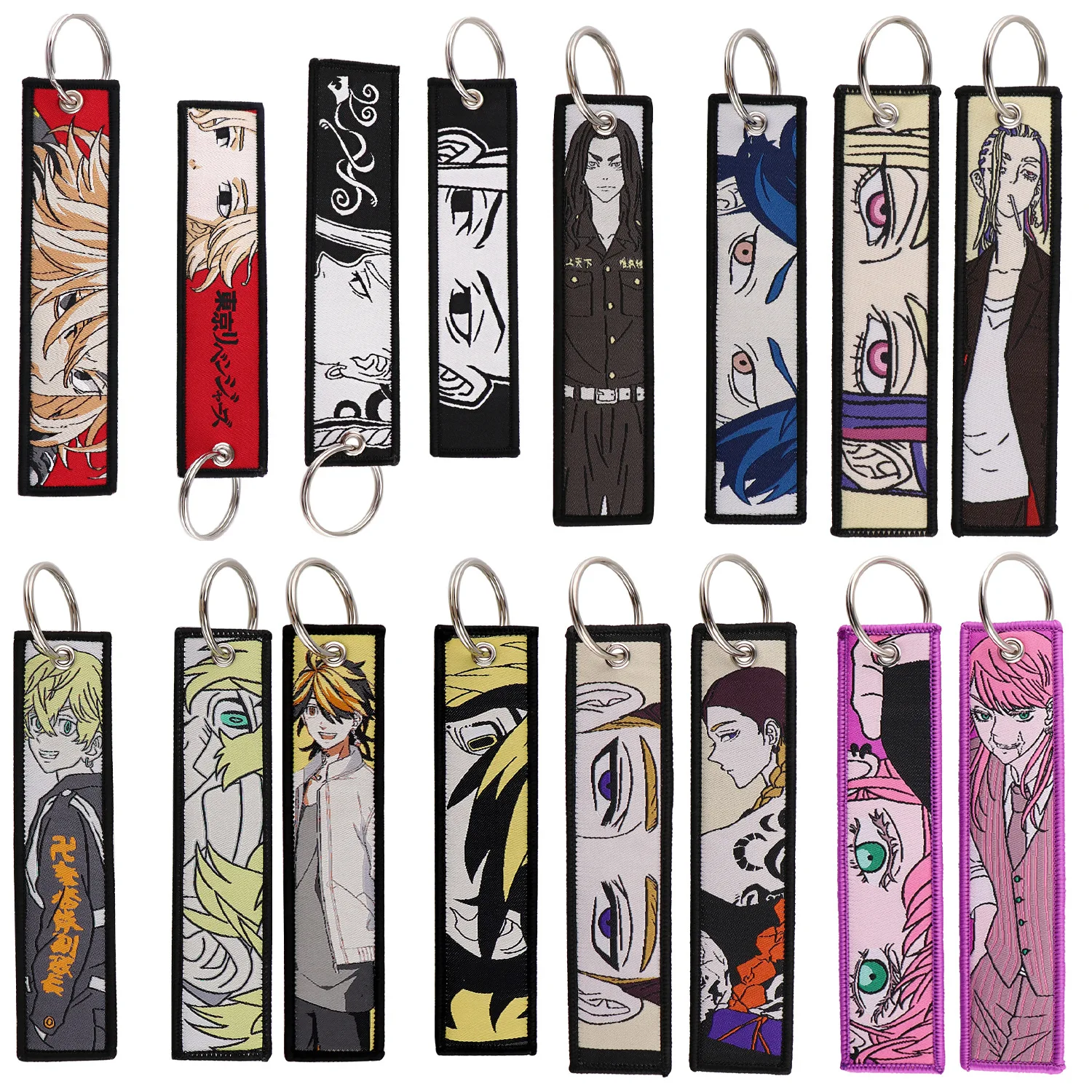 

Anime Cool Character Embroidery KeychainKey Fobs Key Tag For Motorcycles Cars BackpackChaveiro Keychain Fashion Key Ring Gifts