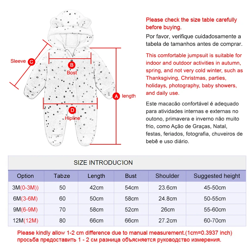 Ircomll 신생아 아기 Rompers 봄 가을 따뜻한 양털 귀여운 유아 의상 어린이 P... - 5