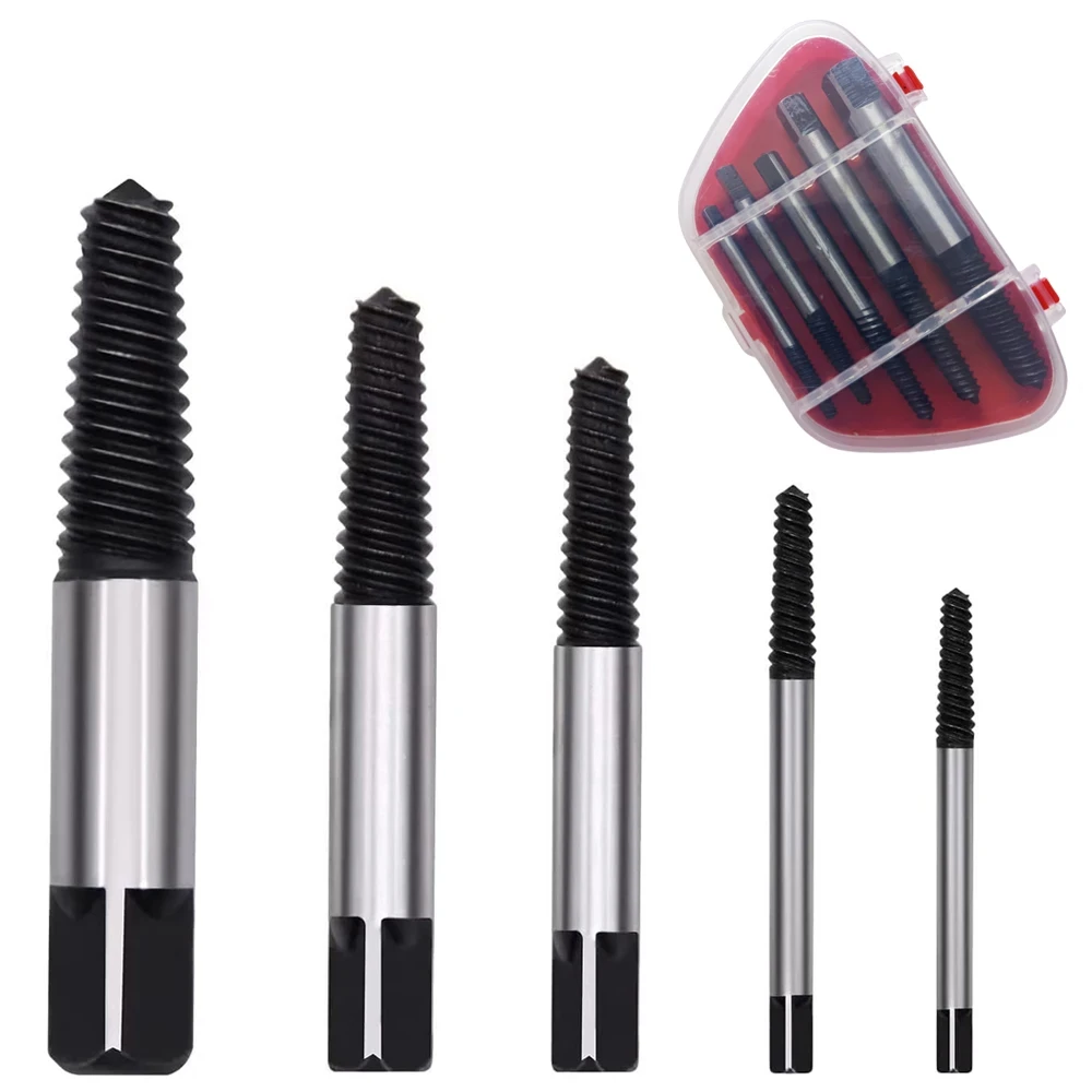5Pcs Screw Extractor Center Drill Bits Guide Set Broken Damaged Bolt Remover Removal Speed Easy Set