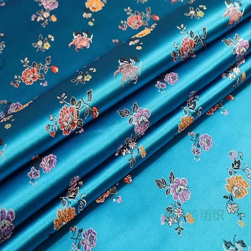 Peony Luxury Jacquard Brocade FabricBy The Meter for Hanfu Clothes Cheongsam Bags Diy Sewing Soft Flower Damask Cloth Green Red