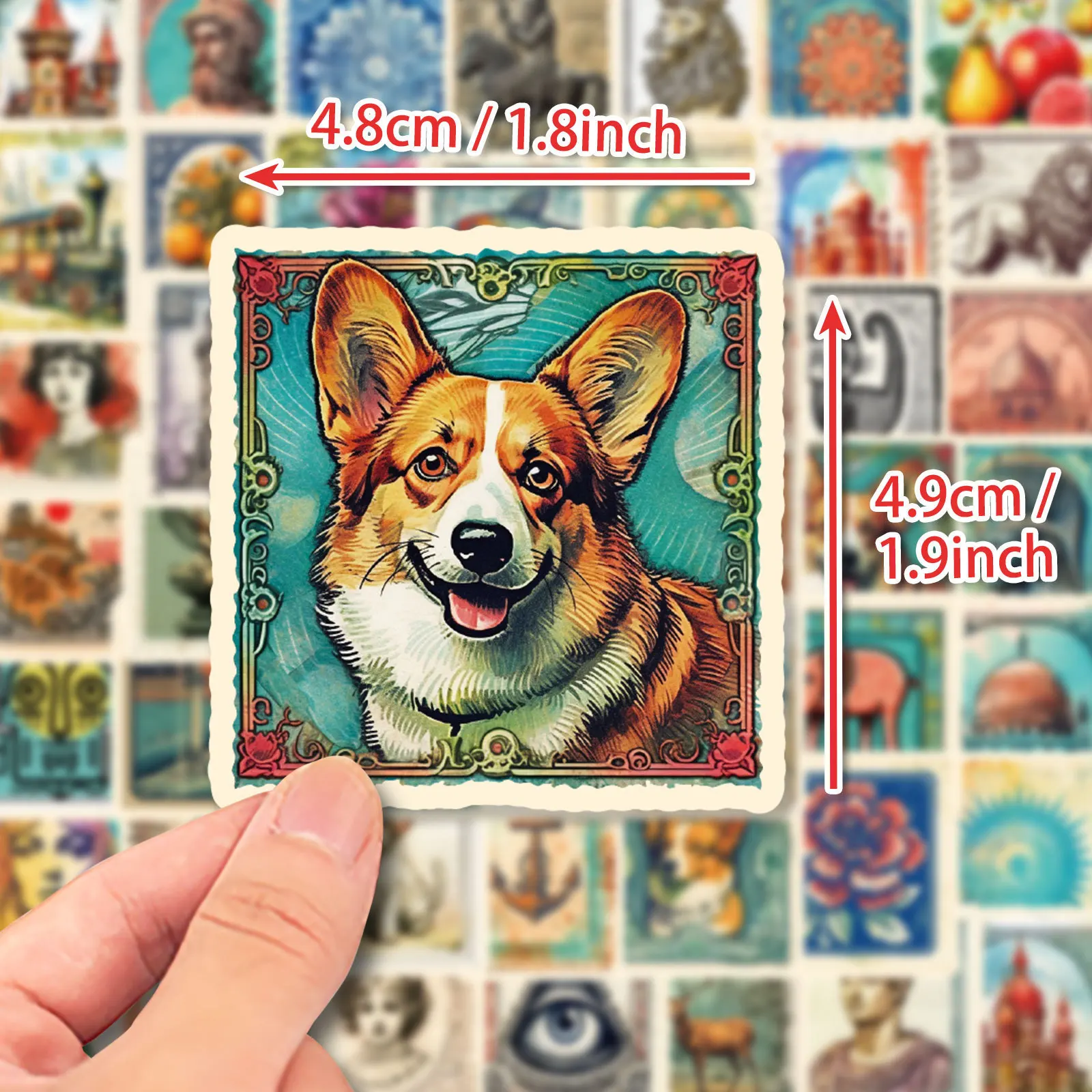 50/100PCS Retro Stamp Style Sticker European Theme Decor Decals Mobile Phone Laptop Diary Guitar Car Luggage Stationery Stickers