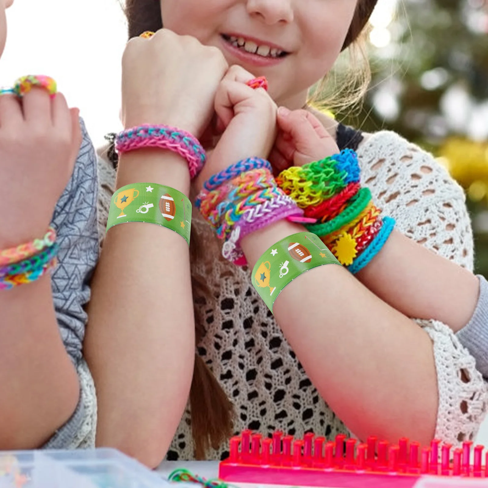 

Rugby Bracelet Birthday Decorations Wristband Festival Slap Kids Wristbands Slap-on Bracelets Bulk Party Clapping Braclets