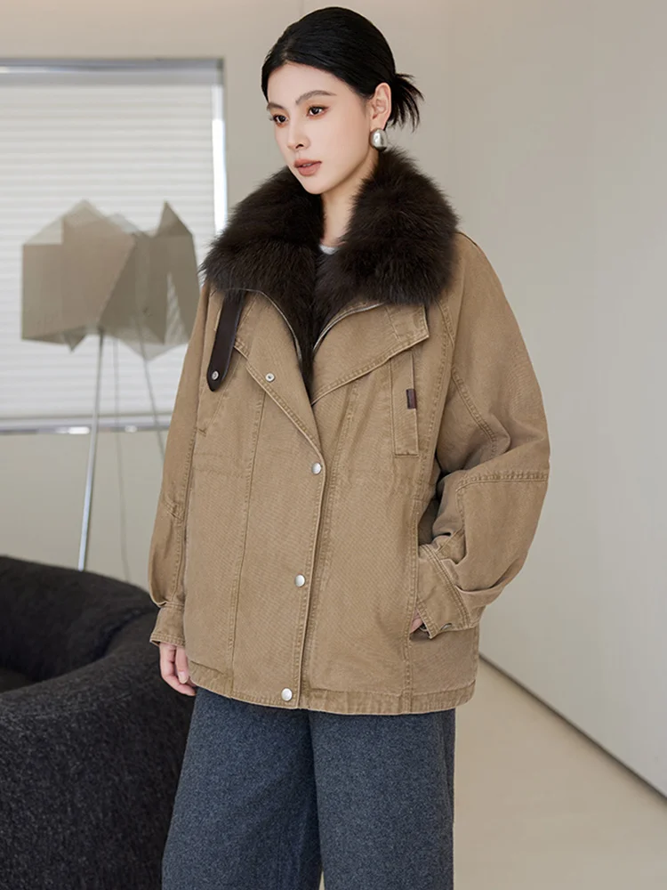 2025 Winter Warm Goose Down Parka Jackets Natural Real Fox Collar Women Female Casual Coats Outwear Puffer Jackets Clothing