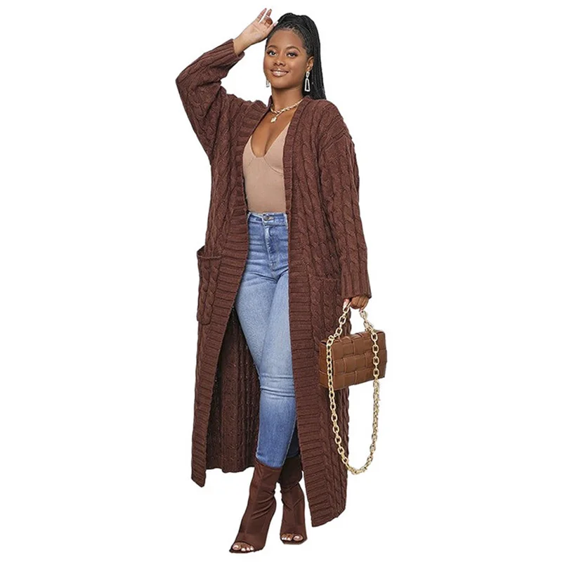 Fashion Women Sweaters 2023 Autumn Winter Solid Knitted Cardigan Loose Long Coat Top Oversized Cardigan Womens Clothing