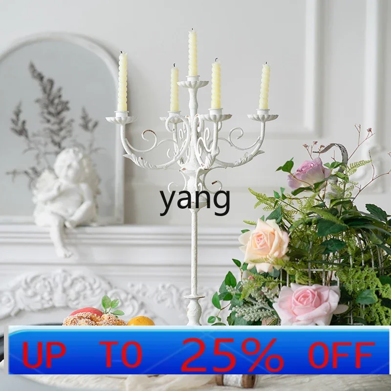 LHH  retro candlestick wrought iron restaurant candlelight dinner romantic wedding ornament white candlestick