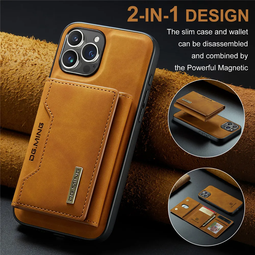 2 In 1 Detachable Magnetic Leather Case for iPhone 16 15 Pro Max 14 13 12 11 XS 7 8 Plus SE2020 Wallet Cover Cards Holder Pocket