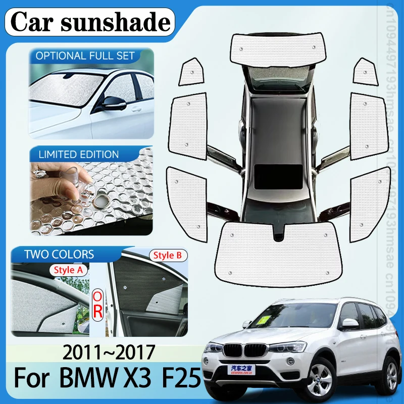Full Covers Sunshades For BMW X3 F25 2011~2017 2012 2013 2014 2015 Car Accessories Sun Protection Windshields Side Window Visor