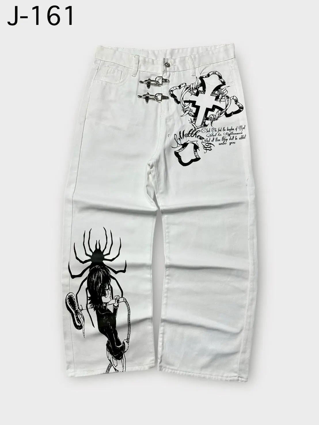 Y2K Dark Gothic Death Print Baggy Jeans Unisex Streetwear Wide Leg Denim Pants Harajuku Hip Hop Loose Fit view 6