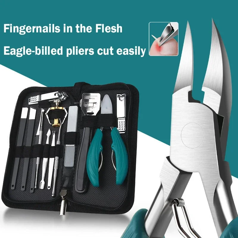 Professional Toe Nail Clippers Cutter ingrown toenail tool Thick Nails Dead Skin Dirt Remover Super Sharp Curved Blade Nail Tool