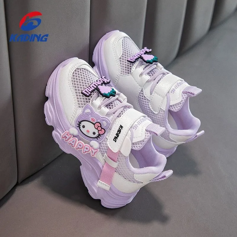 مرحبا كيتي أنيمي Kawaii سانريو Ins موضة جوفاء شبكة واحدة أحذية رياضية الصيف لطيف الأطفال باطن لينة أحذية الهدايا اللعب