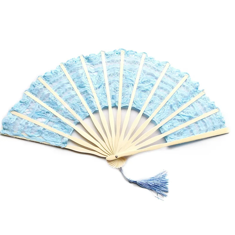 Retro Palace Lace Folding Fan Handmade Bamboo Dance Fan Wedding Party Photography Props Home Decoration Ornaments