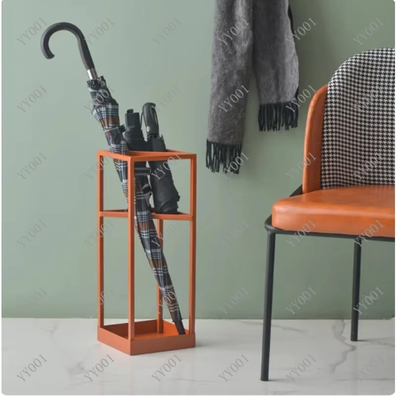 

Modern Metal Geometric Umbrella Stand with Drip Tray 20" Freestanding Holder for Entryway Black
