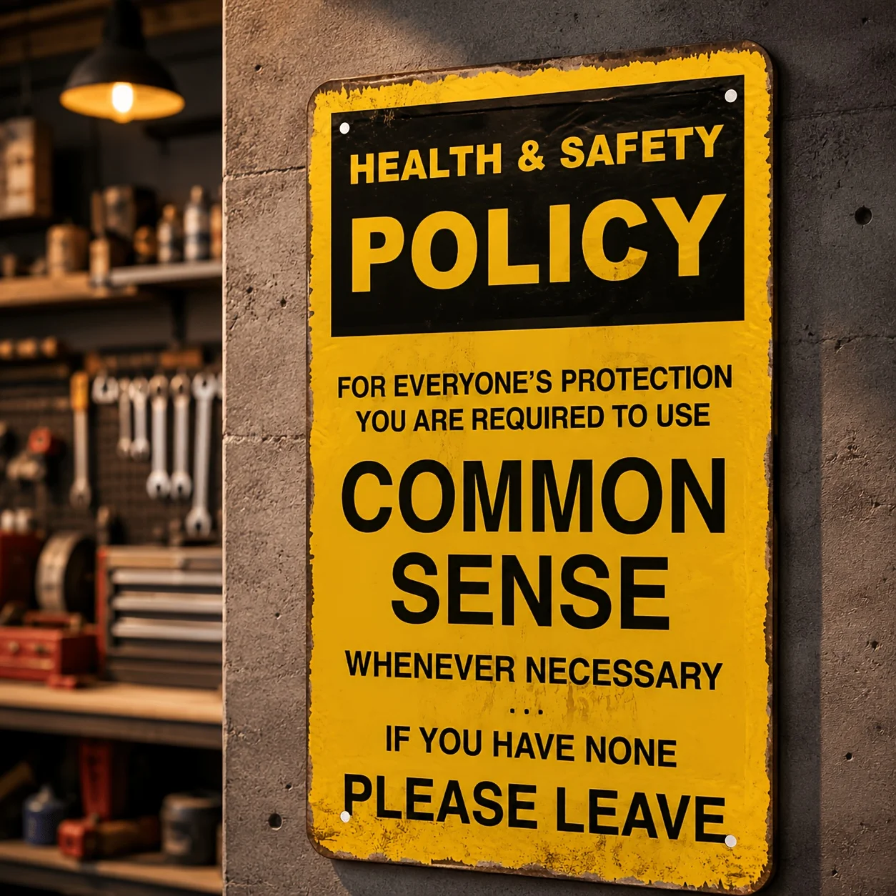 [Metal Sign, Room Decoration] Fun Brand Metal Art Poster - 1 Metal Sign |   Common Sense Health and Safety Room Decor, Suitable for Police Stations, Bars, Workshops, Garages - Home Cafe Bar Wall Decoration - 20X30 cm