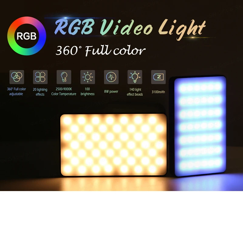 

RGB Video Light LED Panel Lamp Camera Light 3100mAh Battery Dimmable 2500K-9000K Photo Lighting Studio for Youtube Tik tok