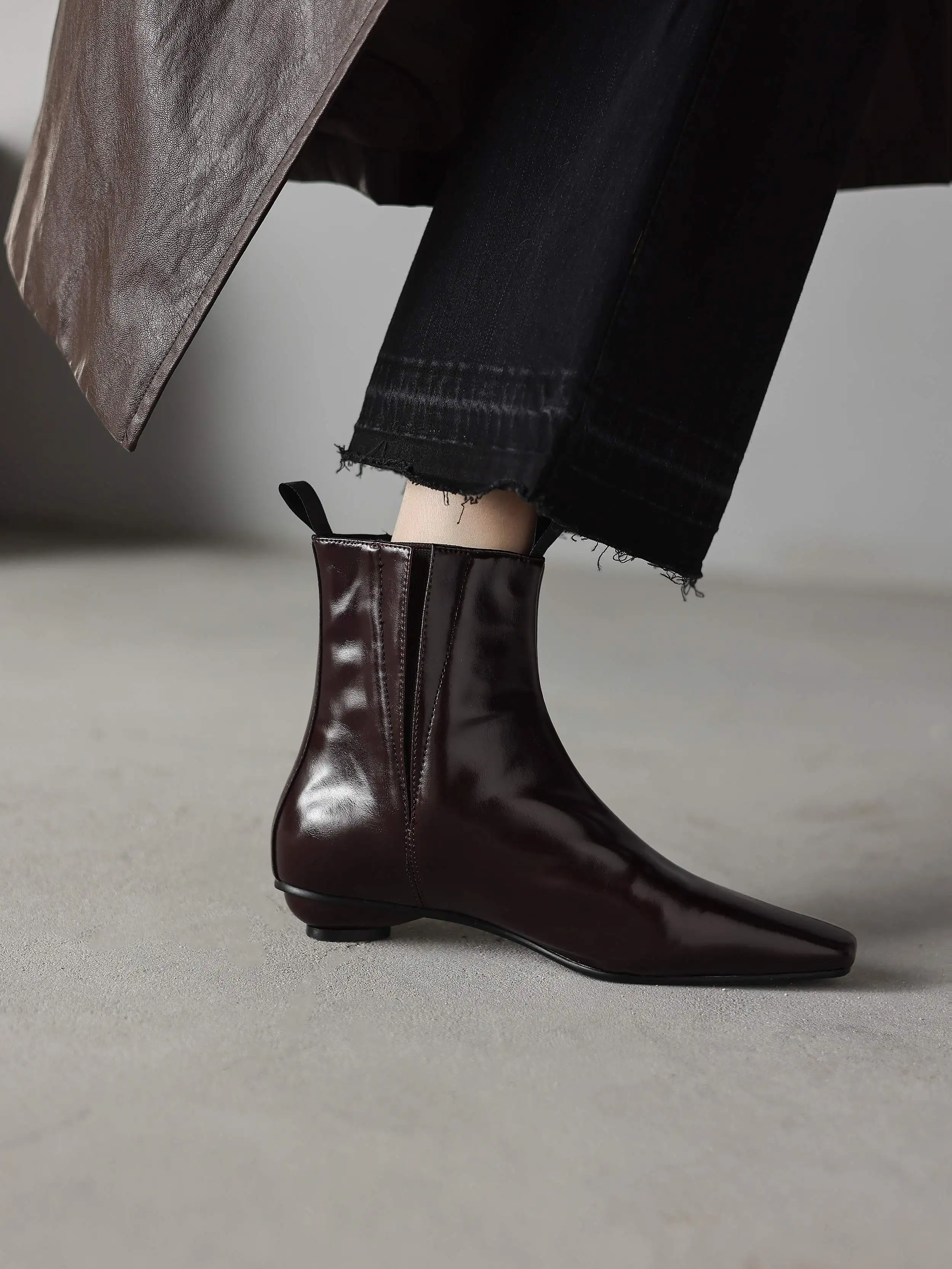 كرازينغ وعاء 2026 جلد البقر كعوب منخفضة الحديثة تمتد الأحذية العلامة التجارية الدافئة الشتاء الخريف أحذية خمر يؤرخ موجزة النساء حذاء من الجلد #5