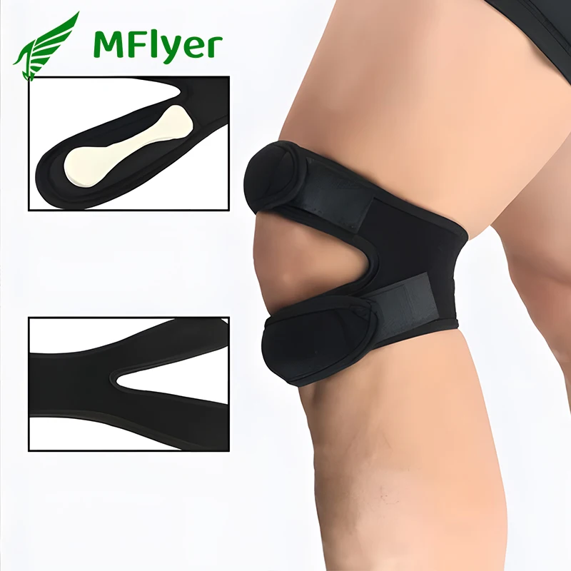 Compression Knee Pad Dual Patella Support Knee Strap Adjustable Anti-Slip Knee Support for Arthritis Joint Pain Sports Protector