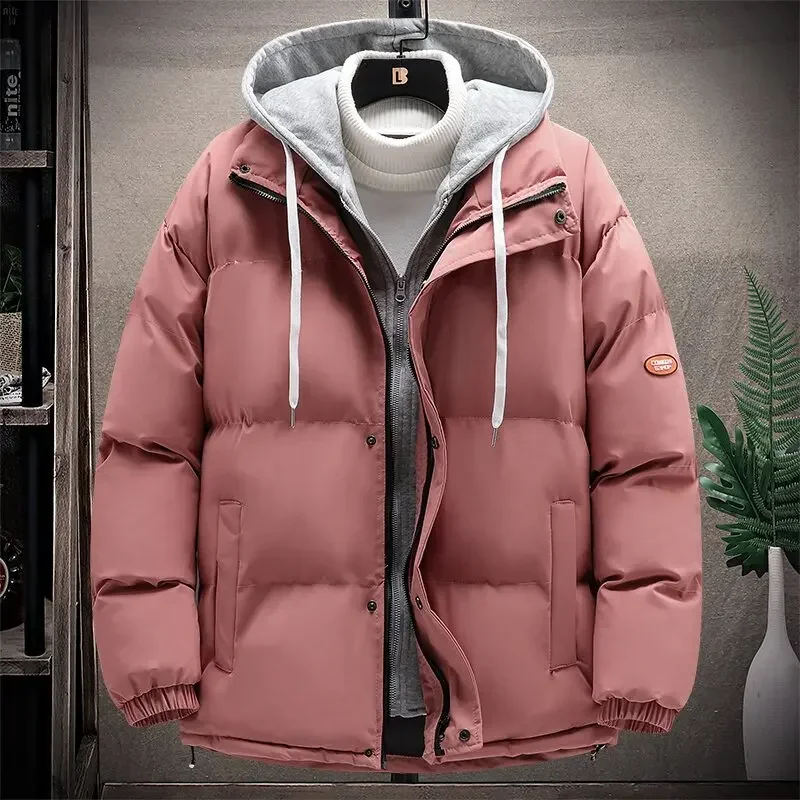 Winter Jacket Men Thick Warm Parkas Man Hooded Puffer Jackets Fake Two Cotton-padded Coats Clothing Fashion Casual Outwear Top